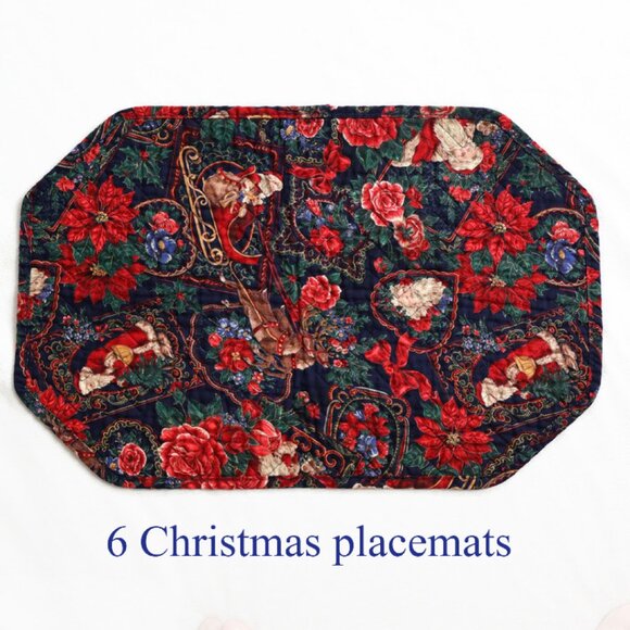 Christmas Placemats - Six Holiday Placemats - Traditional Xmas Placemats - Picture 1 of 6